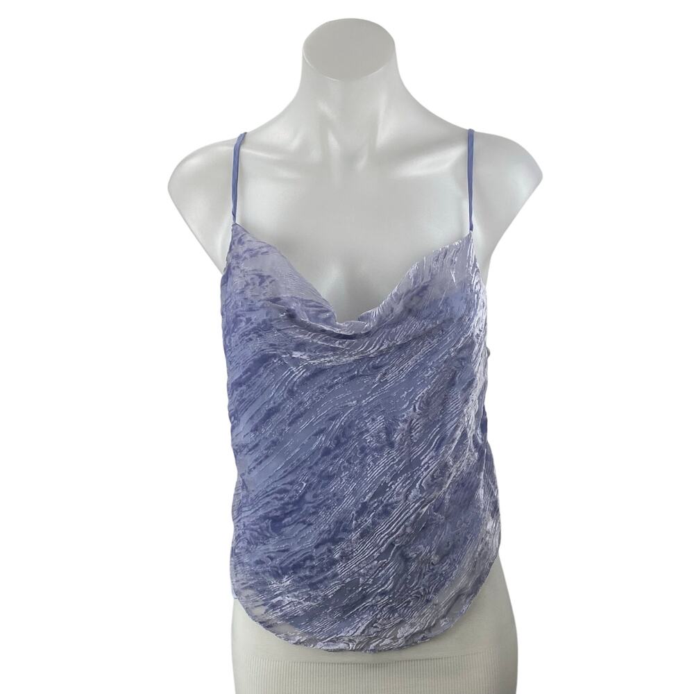 Urban Outfitters Esmie Blue Burnout Velvet Cowl Neck Cami Camisole Tank Top M